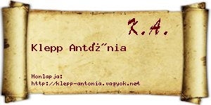 Klepp Antónia névjegykártya